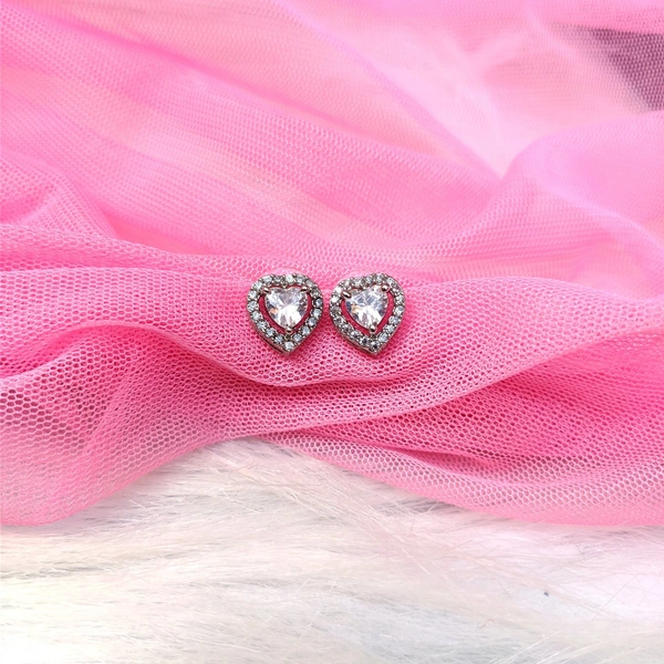 American Diamond Heart Studs- silver 