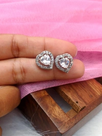 American Diamond Heart Studs- silver 