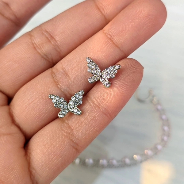 Butterfly Earcuff Style Earrings  - silver