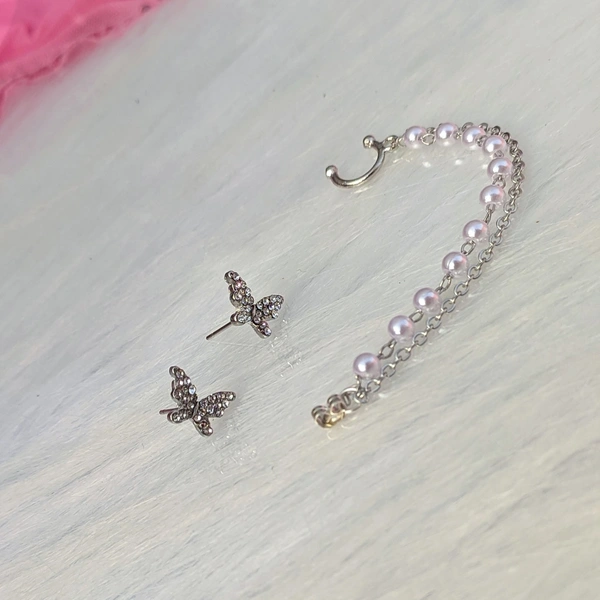 Butterfly Earcuff Style Earrings  - silver