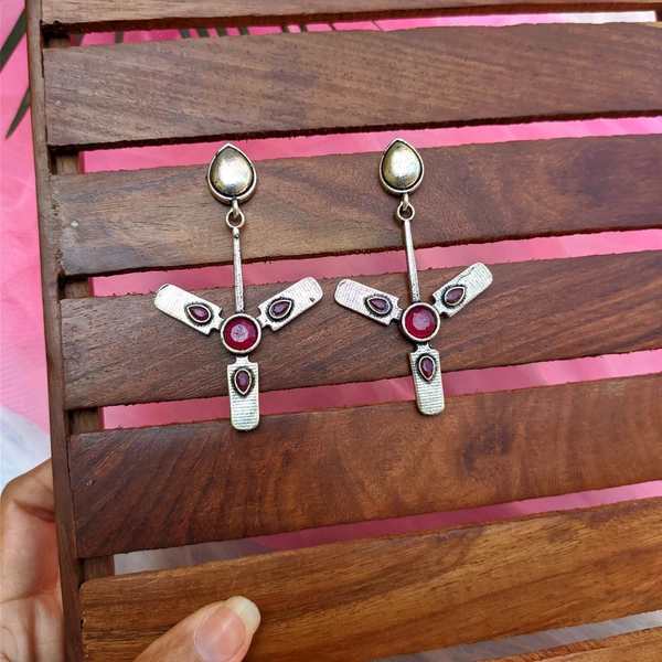 Fan Earrings  - red
