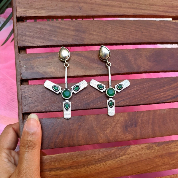 Fan Earrings  - green