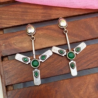 Fan Earrings  - green