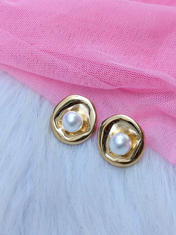 Golden Mini Pearl Studs 
