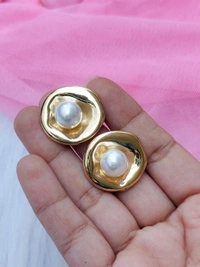 Golden Mini Pearl Studs 