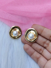 Golden Mini Pearl Studs 