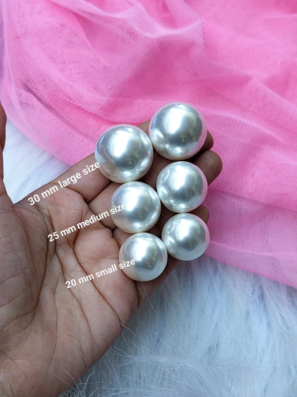 Pearl Studs- 25mm Medium Size  - pearl white