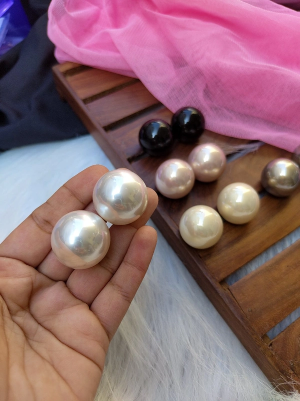 Pearl Studs- 30mm Large Size  - pearl white