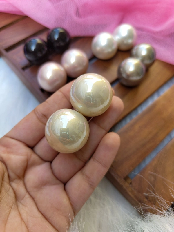 Pearl Studs- 30mm Large Size  - Cream