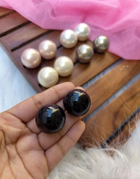 Pearl Studs- 30mm Large Size  - Black