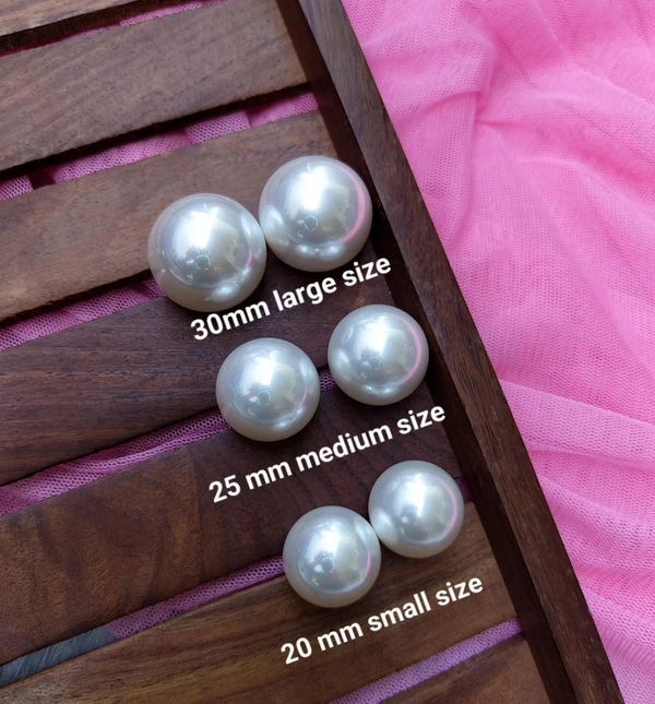 Pearl Studs- 30mm Large Size  - pearl white
