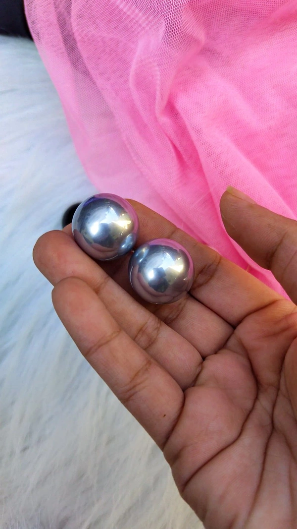 Pearl Studs- 20mm Small Size  - Silver