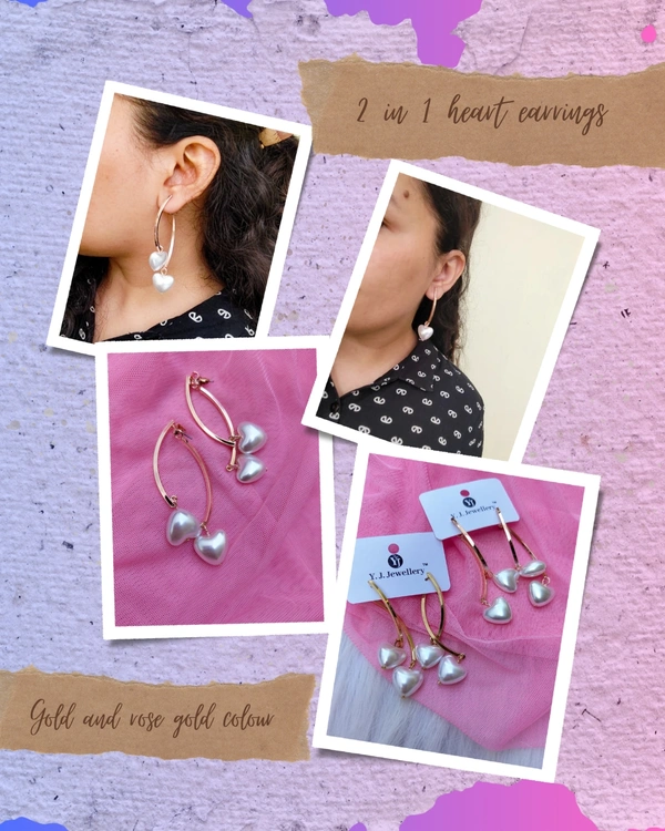 Heart Hanging Earrings - rose gold