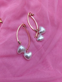 Heart Hanging Earrings - rose gold
