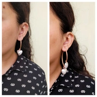 Heart Hanging Earrings - golden