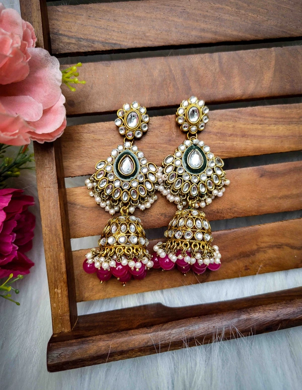 Rehmat Jhumka - Rani pink
