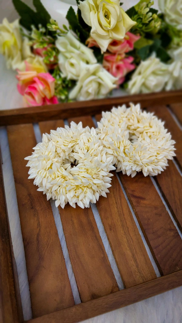 Scented Gajra Scrunchie Pair - White