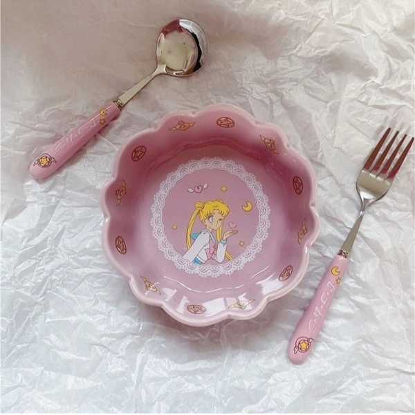 Plate With Fork & Spoon - FREE SIZE