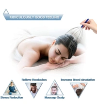 Manual Head Massage Hand Held Scalp Oil Massager Pain Relief And Hair Growth , Head Massager Neck Massage Octopus Scalp Stress Relax Spa Therapy Dealing (pack of 1)