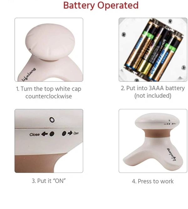 Lifelong LLM09 Mini Head and Body Massager, Portable Compact Full Body Vibration Electric Massager Battery Operated Massager for Pain Relief (1 Year Warranty,Brown)