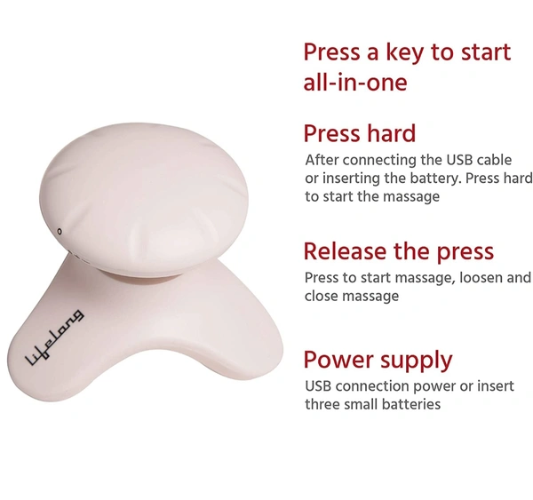 Lifelong LLM09 Mini Head and Body Massager, Portable Compact Full Body Vibration Electric Massager Battery Operated Massager for Pain Relief (1 Year Warranty,Brown)