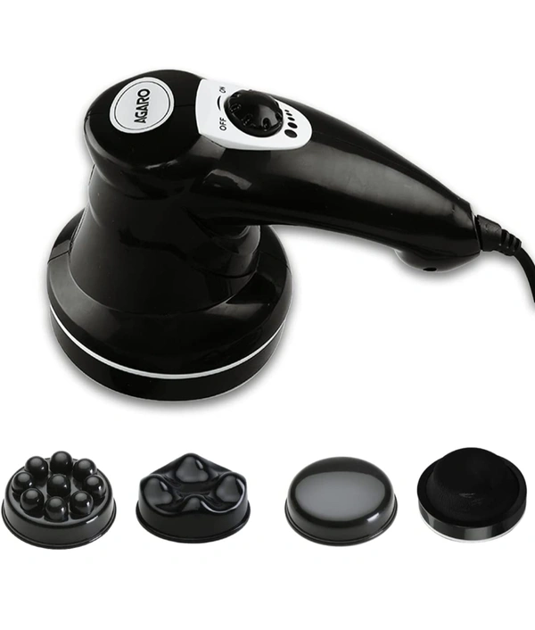 Electric Handheld Full Body Massager with 3 Massage Heads & Variable Speed Settings for Pain Relief and Relaxation, Back, Leg & Foot, Black