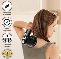 Electric Handheld Full Body Massager with 3 Massage Heads & Variable Speed Settings for Pain Relief and Relaxation, Back, Leg & Foot, Black