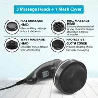 Electric Handheld Full Body Massager with 3 Massage Heads & Variable Speed Settings for Pain Relief and Relaxation, Back, Leg & Foot, Black