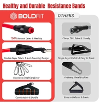 Boldfit Resistance Band Set with Handles, Portable Toning Tubes with Door Anchor & Foam Handles. Resistance Tube Kit with Bag and Ankle Straps Included
