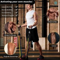 Boldfit Resistance Band Set with Handles, Portable Toning Tubes with Door Anchor & Foam Handles. Resistance Tube Kit with Bag and Ankle Straps Included