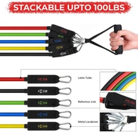Boldfit Resistance Band Set with Handles, Portable Toning Tubes with Door Anchor & Foam Handles. Resistance Tube Kit with Bag and Ankle Straps Included