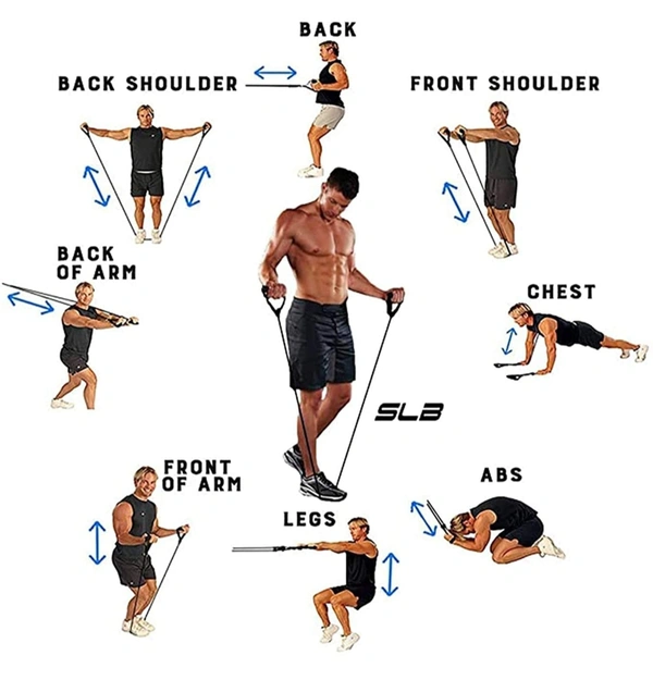 Resistance Band Set with Handles, Portable Toning Tubes with Door Anchor & Foam Handles