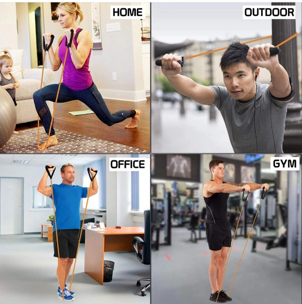 Resistance Band Set with Handles, Portable Toning Tubes with Door Anchor & Foam Handles