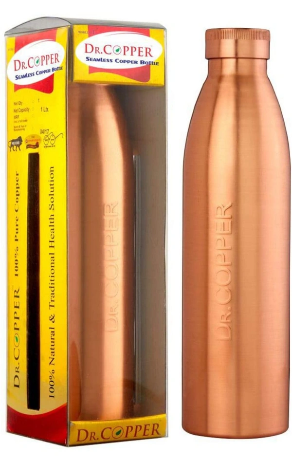 Dr. Copper World's First Seam Less Copper Water Bottle, Copper Bottles for Water 1 Liter,100% Pure Copper Water Bottles 1 Litre Best, Leak Proof Copper Bottles 1 Litre 1000ml