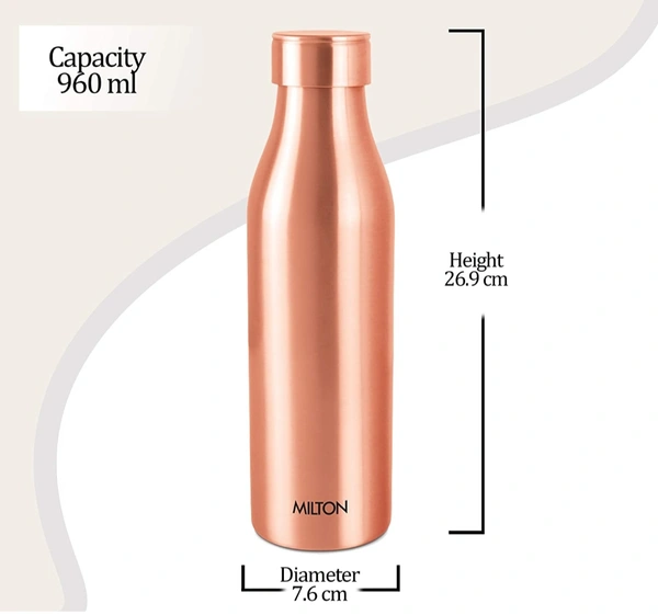 Milton Copper Charge 1000 Water Bottle, Set of 1, 960 ml, Copper,Brown