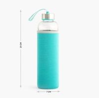 Home Centre Favola-Cyprus Glass Water Bottle with Pouch - 600 ml - Blue, 1 Piece