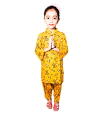 Moms Kurtiz Kids Kurti Patiyala Set - Yellow, 6_7 yrs