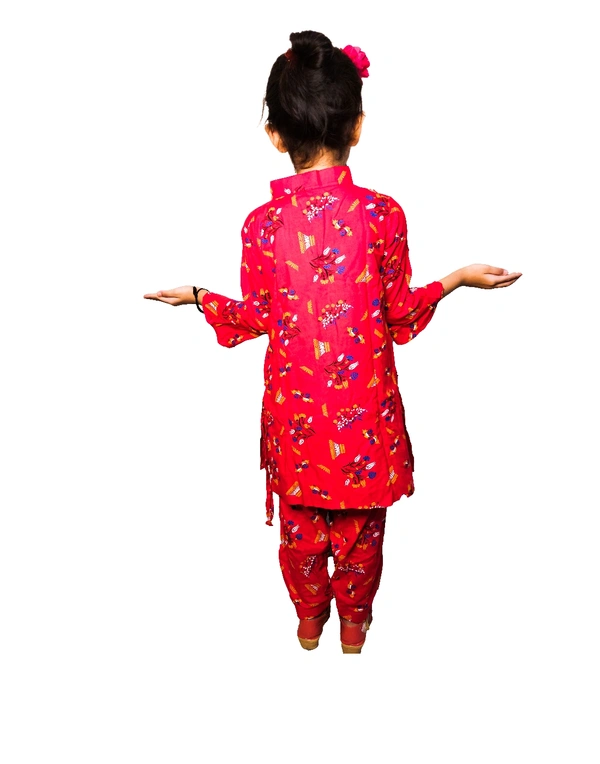 Moms Kurtiz Kids Kurti Patiyala Set - Red, 3_4yrs