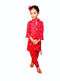 Moms Kurtiz Kids Kurti Patiyala Set - Red, 3_4yrs