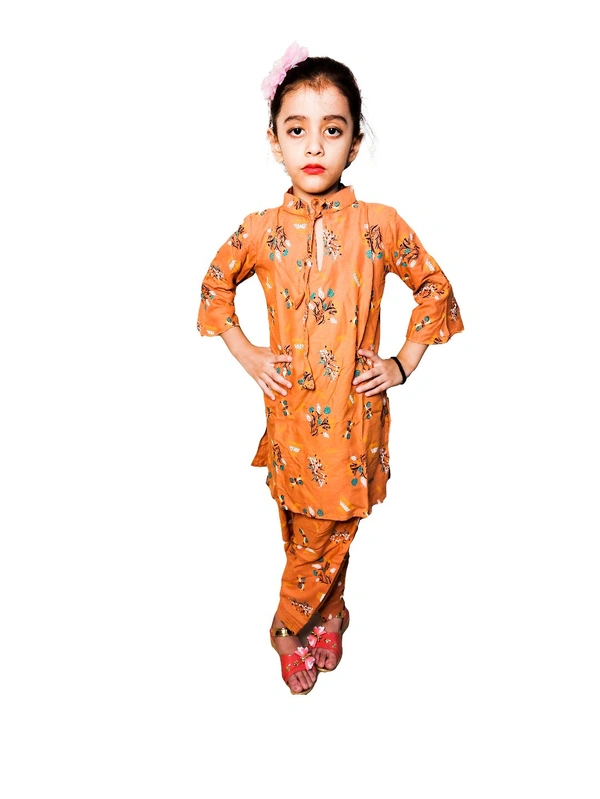 Moms Kurtiz Elegant Cute Kurti Patiyal Suit  - Beige, 4_5yrs