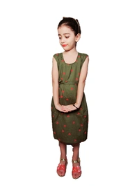Moms Kurtiz Trandy Girl One Piece  Dress - Olive, 4_5yrs