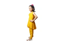 Moms Kurtiz  High Low Pattern Kurti Pant Set  - Yellow, 4_5yrs