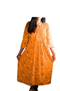 Mom's Kurtiz by Neil Maternity Wear Anarkali Style Kurti - Beige , 42