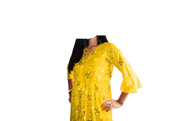 Mom's Kurtiz by Neil Maternity Wear Anarkali Style Kurti - Yellow, 42