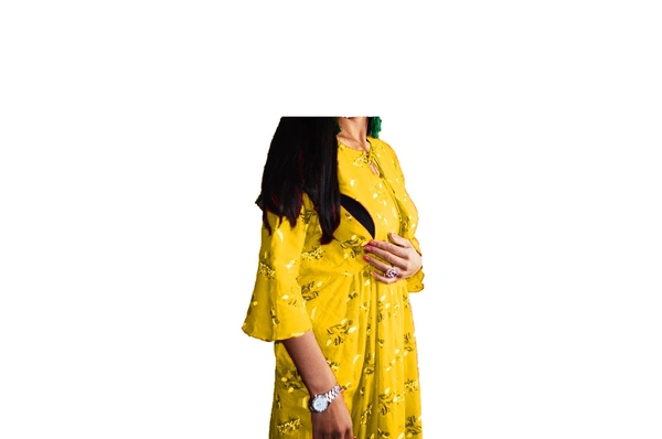 Mom's Kurtiz by Neil Maternity Wear Anarkali Style Kurti - Yellow, 44