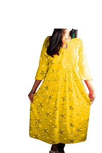 Mom's Kurtiz by Neil Maternity Wear Anarkali Style Kurti - Yellow, 44