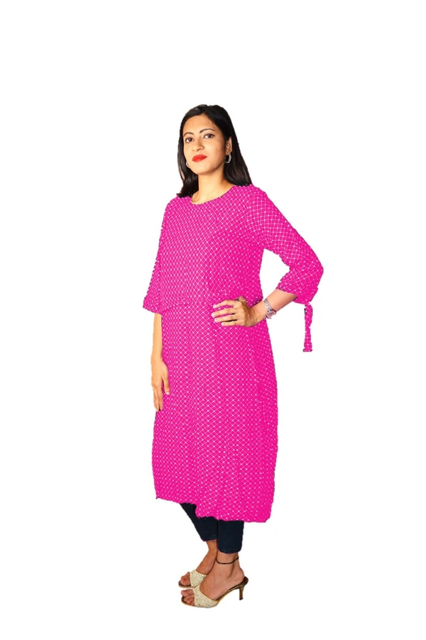 Mom's Kurtiz by Neil Maternity Kurti With Nursing Cover Pattern - Pink, 42, Premium Quality Rayon Cotton