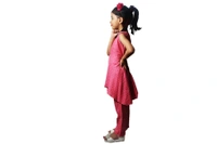 Trendy  High Low Kurti Pant Set - Black, 3_4