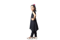 Trendy  High Low Kurti Pant Set - Blue, 5_6