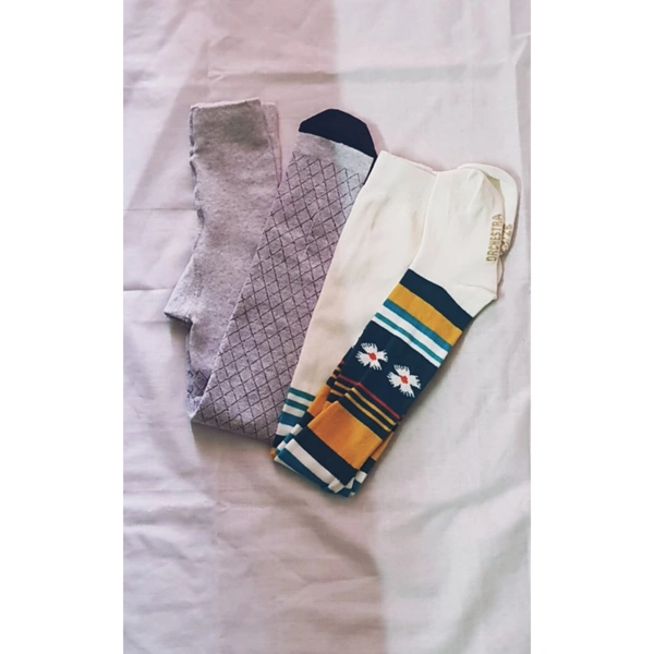 Kids Girls Tights, Pantyhose  - 2_3 yrs, grey & white Combo of 2